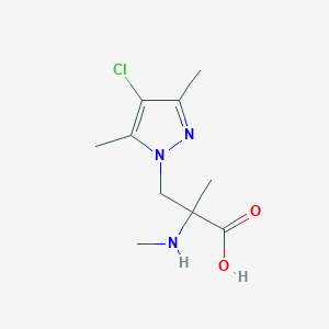 molecular formula C10H16ClN3O2 B13638233 3-(4-Chloro-3,5-dimethyl-1h-pyrazol-1-yl)-2-methyl-2-(methylamino)propanoic acid 