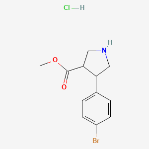 molecular formula C12H15BrClNO2 B13638252 Methyl 4-(4-bromophenyl)pyrrolidine-3-carboxylate hydrochloride 