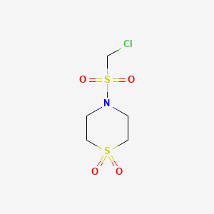 molecular formula C5H10ClNO4S2 B13638292 4-((Chloromethyl)sulfonyl)thiomorpholine 1,1-dioxide 