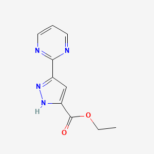 molecular formula C10H10N4O2 B13638335 Ethyl 5-(2-pyrimidinyl)-1H-pyrazole-3-carboxylate 