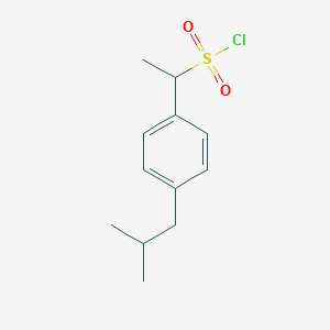 molecular formula C12H17ClO2S B13638417 1-(4-Isobutylphenyl)ethane-1-sulfonyl chloride 