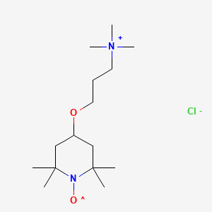 molecular formula C15H32ClN2O2 B13638493 2,2,6,6-Tetramethyl-4-[3-(trimethylammonio)propoxy]-1-piperidinyloxy chloride 