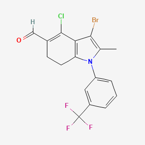 3-Bromo-4-chloro-2-methyl-1-(3-(trifluoromethyl)phenyl)-6,7-dihydro-1H-indole-5-carbaldehyde