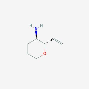 molecular formula C7H13NO B13638642 rac-(2R,3S)-2-ethenyloxan-3-amine 