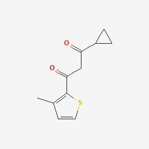 molecular formula C11H12O2S B13638669 1-Cyclopropyl-3-(3-methylthiophen-2-yl)propane-1,3-dione 