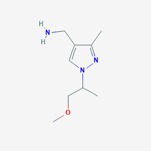 molecular formula C9H17N3O B13638672 (1-(1-Methoxypropan-2-yl)-3-methyl-1h-pyrazol-4-yl)methanamine 