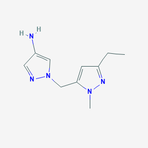 molecular formula C10H15N5 B13638726 1-((3-Ethyl-1-methyl-1h-pyrazol-5-yl)methyl)-1h-pyrazol-4-amine 