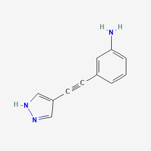 molecular formula C11H9N3 B13638755 3-((1h-Pyrazol-4-yl)ethynyl)aniline 