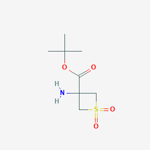 molecular formula C8H15NO4S B13638852 tert-Butyl 3-aminothietane-3-carboxylate 1,1-dioxide 