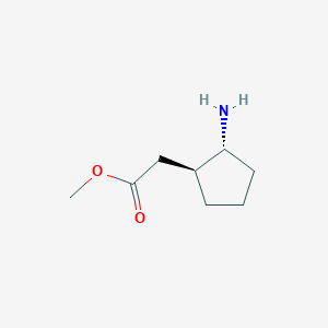 molecular formula C8H15NO2 B13638882 Rel-methyl 2-((1S,2R)-2-aminocyclopentyl)acetate 