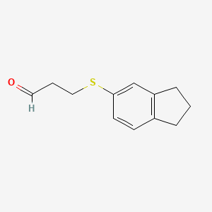 molecular formula C12H14OS B13638953 3-((2,3-Dihydro-1h-inden-5-yl)thio)propanal 