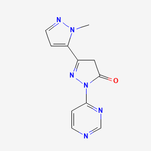 molecular formula C11H10N6O B13639048 3-(1-methyl-1H-pyrazol-5-yl)-1-(pyrimidin-4-yl)-4,5-dihydro-1H-pyrazol-5-one 