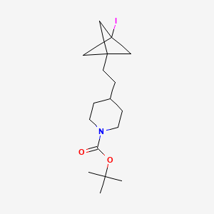 molecular formula C17H28INO2 B13639055 Tert-butyl 4-(2-{3-iodobicyclo[1.1.1]pentan-1-yl}ethyl)piperidine-1-carboxylate 