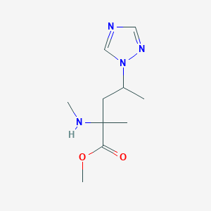 molecular formula C10H18N4O2 B13639175 Methyl 2-methyl-2-(methylamino)-4-(1h-1,2,4-triazol-1-yl)pentanoate 