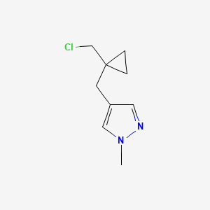 molecular formula C9H13ClN2 B13639197 4-((1-(Chloromethyl)cyclopropyl)methyl)-1-methyl-1h-pyrazole 