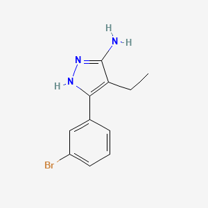 molecular formula C11H12BrN3 B13639234 3-(3-Bromophenyl)-4-ethyl-1h-pyrazol-5-amine 