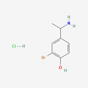 molecular formula C8H11BrClNO B13639243 4-(1-Aminoethyl)-2-bromophenol hydrochloride 