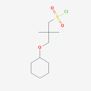 molecular formula C11H21ClO3S B13639295 3-(Cyclohexyloxy)-2,2-dimethylpropane-1-sulfonyl chloride 