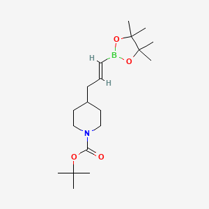 molecular formula C19H34BNO4 B13639299 tert-Butyl (E)-4-(3-(4,4,5,5-tetramethyl-1,3,2-dioxaborolan-2-yl)allyl)piperidine-1-carboxylate 