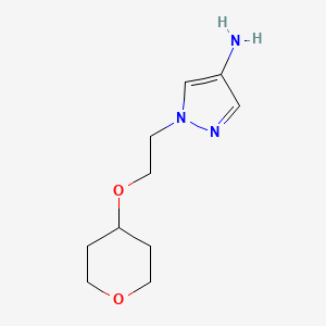 molecular formula C10H17N3O2 B13639336 1-(2-((Tetrahydro-2h-pyran-4-yl)oxy)ethyl)-1h-pyrazol-4-amine 