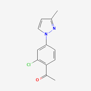 molecular formula C12H11ClN2O B13639364 1-(2-Chloro-4-(3-methyl-1h-pyrazol-1-yl)phenyl)ethan-1-one 