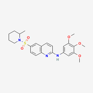 molecular formula C24H29N3O5S B13639494 6-[(2-Methylpiperidin-1-yl)sulfonyl]-n-(3,4,5-trimethoxyphenyl)quinolin-2-amine 