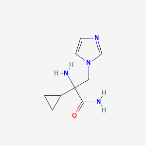 molecular formula C9H14N4O B13639506 2-Amino-2-cyclopropyl-3-(1h-imidazol-1-yl)propanamide 