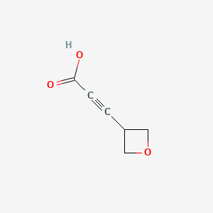 molecular formula C6H6O3 B13639538 3-(Oxetan-3-yl)prop-2-ynoic acid 