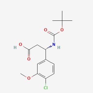 molecular formula C15H20ClNO5 B13639552 (S)-3-((tert-Butoxycarbonyl)amino)-3-(4-chloro-3-methoxyphenyl)propanoic acid 