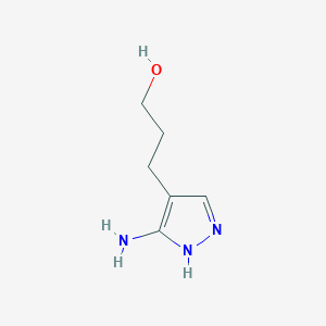 molecular formula C6H11N3O B13639650 3-(5-amino-1H-pyrazol-4-yl)propan-1-ol 