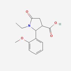 molecular formula C14H17NO4 B13639681 1-Ethyl-2-(2-methoxyphenyl)-5-oxo-3-pyrrolidinecarboxylic acid CAS No. 900640-39-3