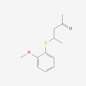 molecular formula C12H16O2S B13639719 4-((2-Methoxyphenyl)thio)pentan-2-one 