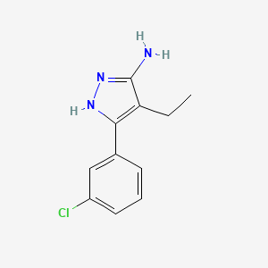 molecular formula C11H12ClN3 B13639746 3-(3-Chlorophenyl)-4-ethyl-1h-pyrazol-5-amine 