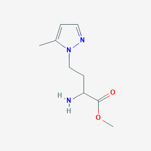 molecular formula C9H15N3O2 B13639758 Methyl 2-amino-4-(5-methyl-1h-pyrazol-1-yl)butanoate 