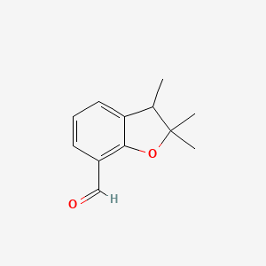 molecular formula C12H14O2 B13639779 2,2,3-Trimethyl-2,3-dihydro-1-benzofuran-7-carbaldehyde 