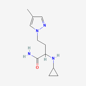 molecular formula C11H18N4O B13639793 2-(Cyclopropylamino)-4-(4-methyl-1h-pyrazol-1-yl)butanamide 