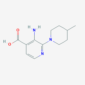 molecular formula C12H17N3O2 B13639799 3-Amino-2-(4-methylpiperidin-1-yl)isonicotinic acid 