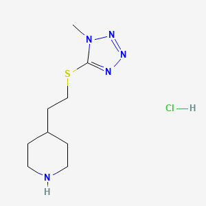 molecular formula C9H18ClN5S B13639820 4-{2-[(1-methyl-1H-1,2,3,4-tetrazol-5-yl)sulfanyl]ethyl}piperidine hydrochloride 