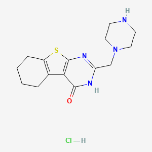 molecular formula C15H21ClN4OS B13639950 2-(piperazin-1-ylmethyl)-5,6,7,8-tetrahydro[1]benzothieno[2,3-d]pyrimidin-4(3H)-one hydrochloride 