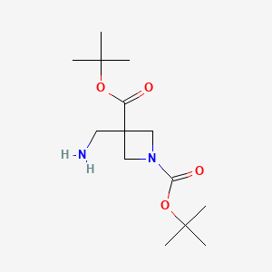 molecular formula C14H26N2O4 B13640004 1,3-Di-tert-butyl3-(aminomethyl)azetidine-1,3-dicarboxylate 