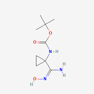 molecular formula C9H17N3O3 B13640034 Tert-butyl (1-(N'-hydroxycarbamimidoyl)cyclopropyl)carbamate 