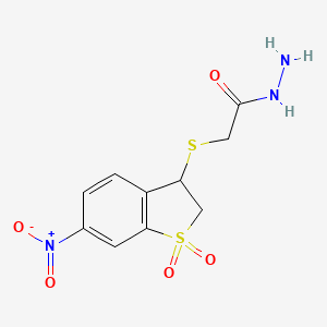 molecular formula C10H11N3O5S2 B1364004 2-[(6-nitro-1,1-dioxo-2,3-dihydro-1H-1-benzothiophen-3-yl)sulfanyl]acetohydrazide CAS No. 685120-05-2