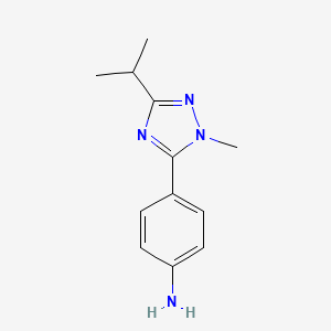 molecular formula C12H16N4 B13640055 4-(3-Isopropyl-1-methyl-1h-1,2,4-triazol-5-yl)aniline 