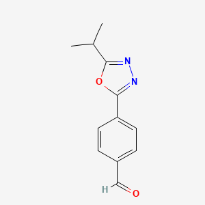 molecular formula C12H12N2O2 B13640072 4-(5-Isopropyl-1,3,4-oxadiazol-2-yl)benzaldehyde 