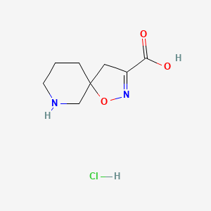 molecular formula C8H13ClN2O3 B13640090 1-Oxa-2,7-diazaspiro[4.5]dec-2-ene-3-carboxylicacidhydrochloride 