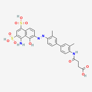 molecular formula C28H26N4O10S2 B13640123 4-((4'-((8-Amino-1-hydroxy-5,7-disulfonaphthalen-2-yl)diazenyl)-3,3'-dimethyl-[1,1'-biphenyl]-4-yl)amino)-4-oxobutanoic acid 