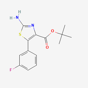 molecular formula C14H15FN2O2S B13640155 tert-Butyl 2-amino-5-(3-fluorophenyl)thiazole-4-carboxylate 