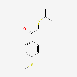 molecular formula C12H16OS2 B13640188 2-(Isopropylthio)-1-(4-(methylthio)phenyl)ethan-1-one 