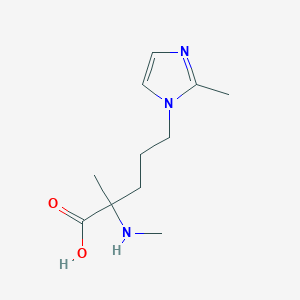 molecular formula C11H19N3O2 B13640292 2-Methyl-5-(2-methyl-1h-imidazol-1-yl)-2-(methylamino)pentanoic acid 