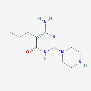 molecular formula C11H19N5O B13640397 6-Amino-2-(piperazin-1-yl)-5-propylpyrimidin-4(3h)-one 